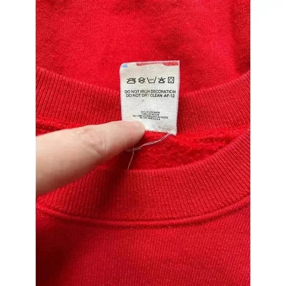 Vintage 90s Fruit of the Loom Christmas Sweater Crewneck Sweatshirt Mistletoed L - Picture 9 of 9